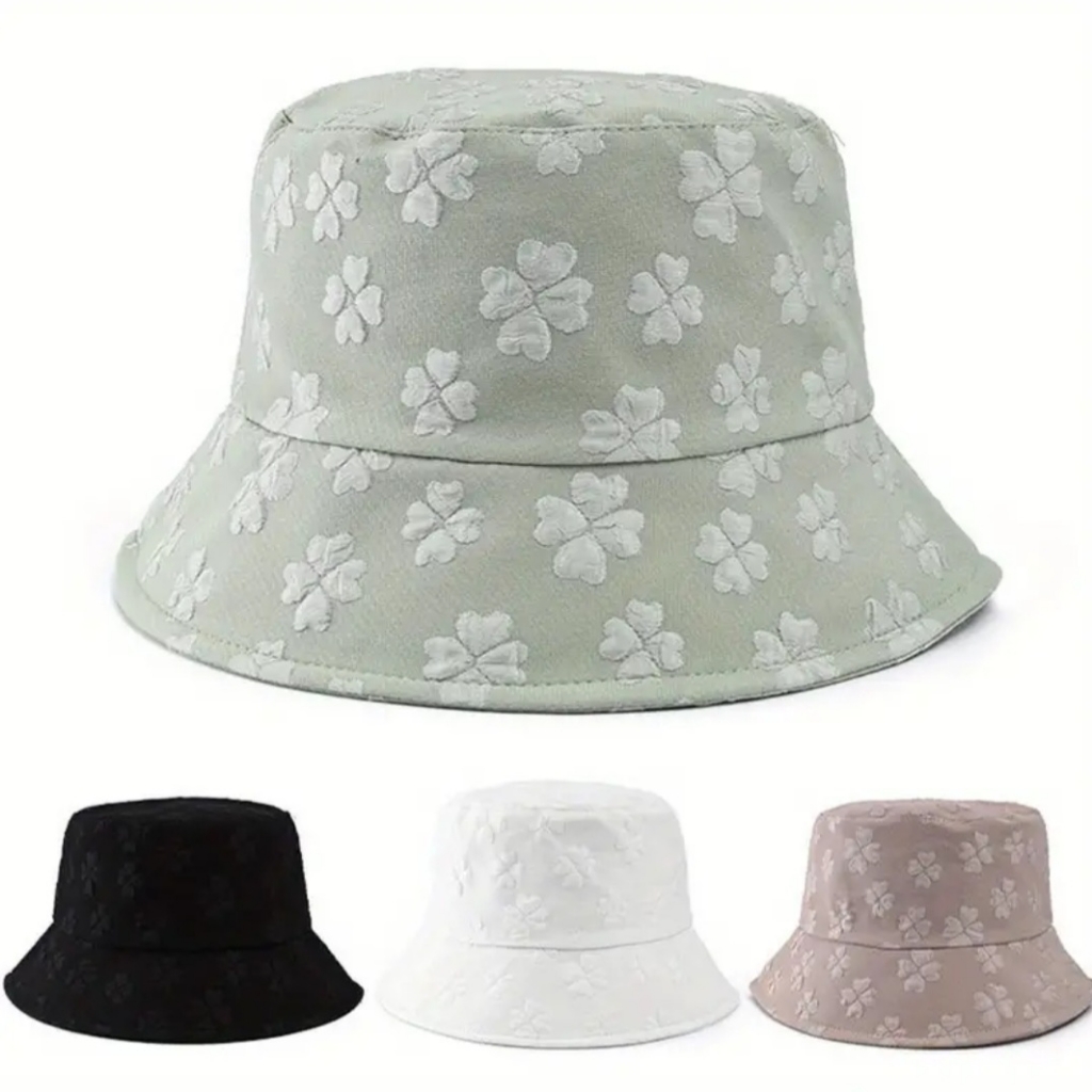 Flower Pattern Solid Color Bucket Hat